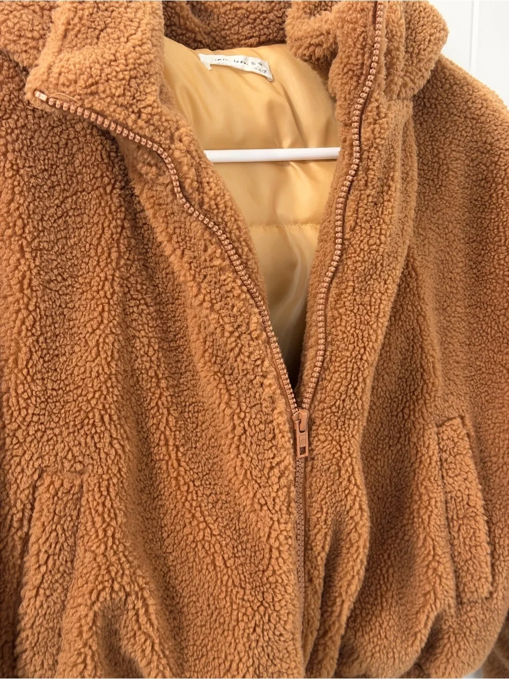 SHEIN Chestnut Brown Hooded Teddy Zip Jacket
